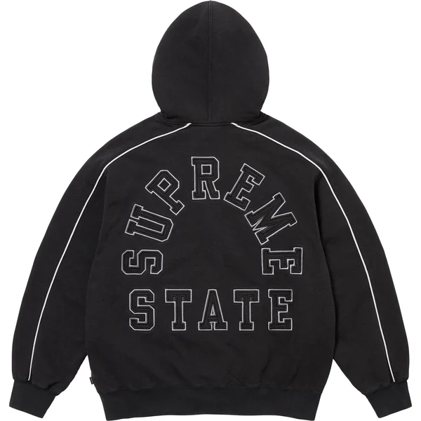 Supreme State Zip Up Hooded Sweatshirt - Black (front)