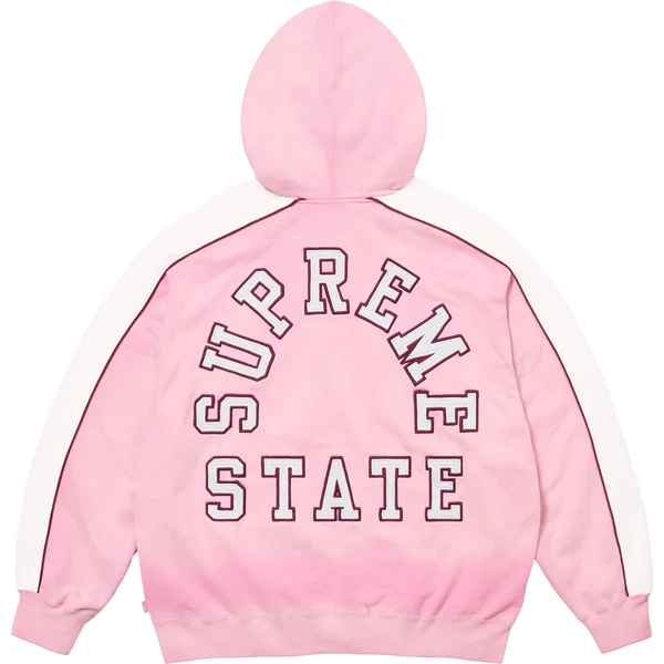Supreme State Zip Up Hooded Sweatshirt - Pink (front)