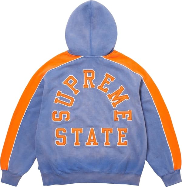Supreme State Zip Up Hooded Sweatshirt - Washed Royal (front)