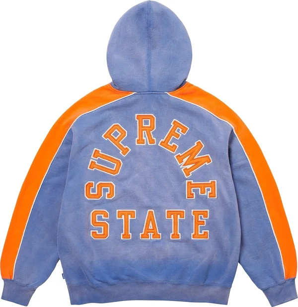 Supreme State Zip Up Hooded Sweatshirt - Washed Royal (front)