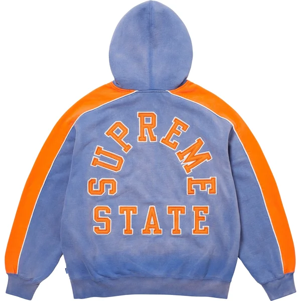 Supreme State Zip Up Hooded Sweatshirt - Washed Royal (front)