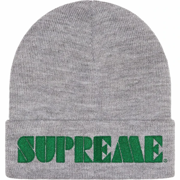 Supreme Stencil Beanie - Heather Grey (front)