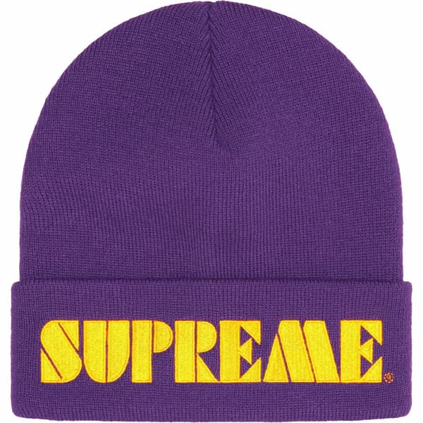 Supreme Stencil Beanie - Purple (front)