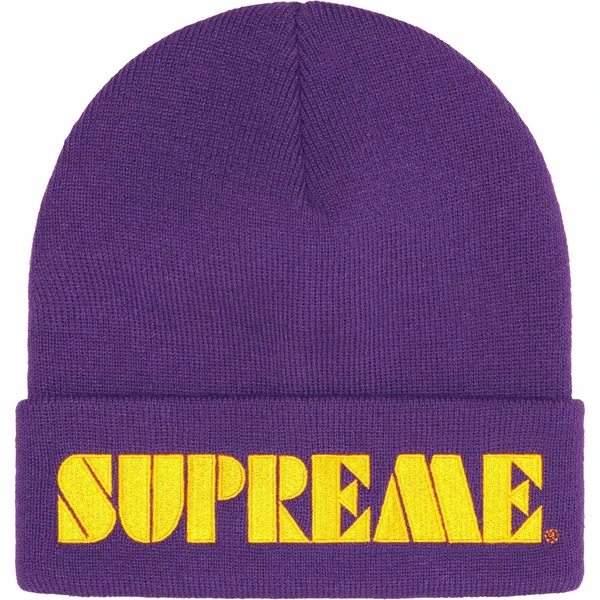 Supreme Stencil Beanie - Purple (front)