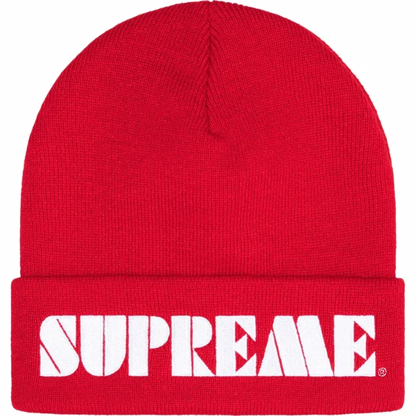 Supreme Stencil Beanie - Red (front)