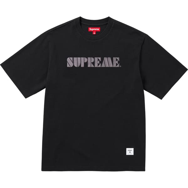 Supreme Stencil Embroidered S/S Top - Black (front)