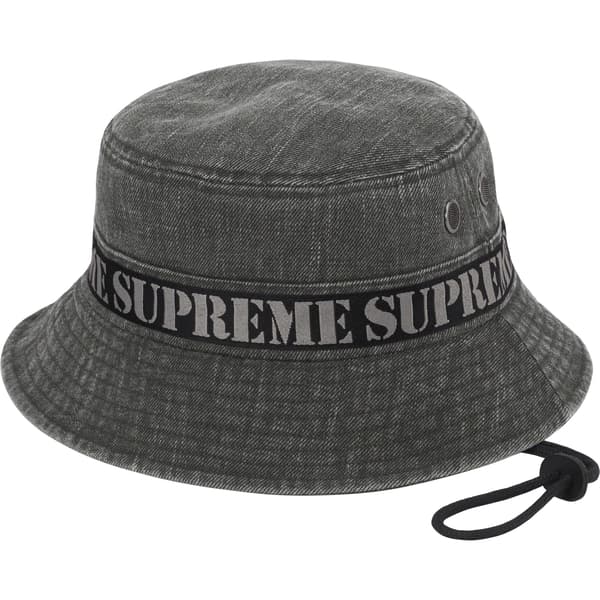 Supreme Stencil Webbing Boonie - Black (front)