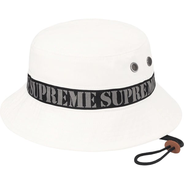 Supreme Stencil Webbing Boonie - White (front)