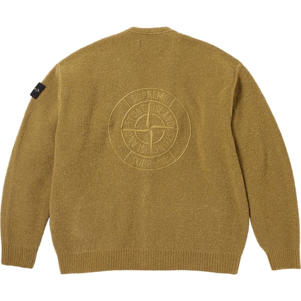 Supreme Stone Island Bouclé Cardigan - Olive (front)