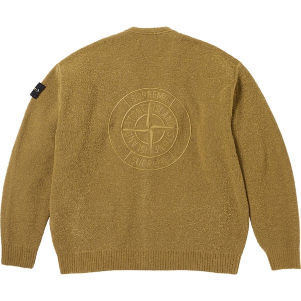Supreme Stone Island Bouclé Cardigan - Olive (front)