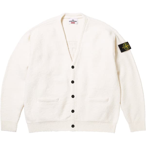 Supreme Stone Island Bouclé Cardigan - White (front)