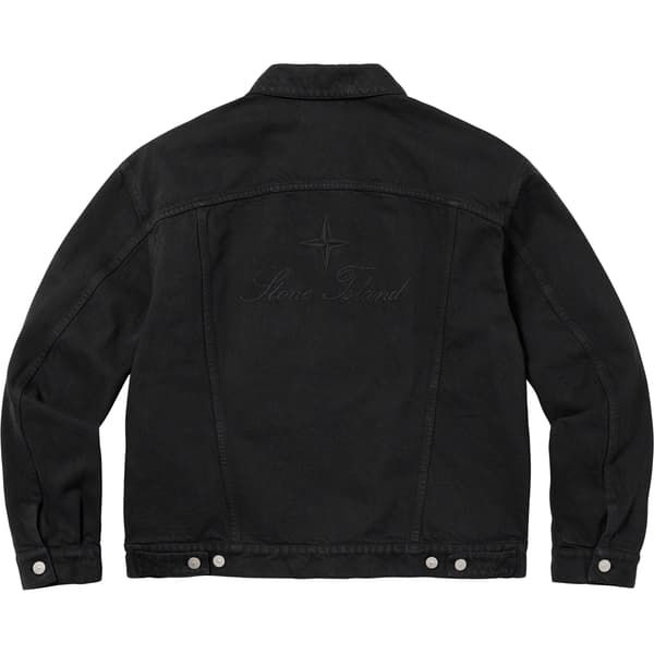 Supreme Stone Island Denim Trucker Jacket - Black (front)