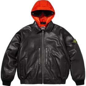 Supreme Stone Island Leather Bomber Jacket Black