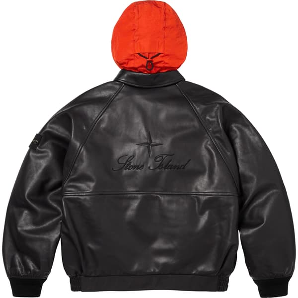 Supreme Stone Island Leather Bomber Jacket - Black (front)