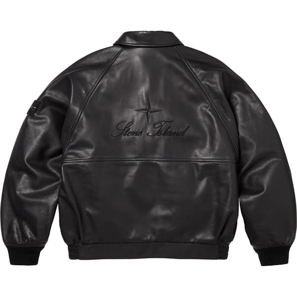 Supreme Stone Island Leather Bomber Jacket - Black (front)