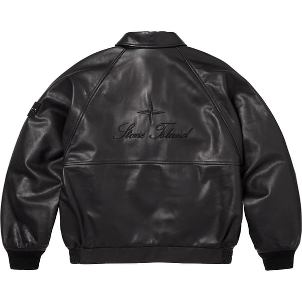 Supreme Stone Island Leather Bomber Jacket - Black (front)