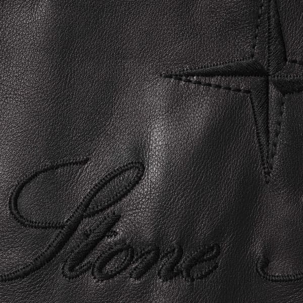 Supreme Stone Island Leather Bomber Jacket - Black (front)