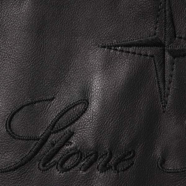 Supreme Stone Island Leather Bomber Jacket - Black (front)