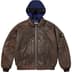 Supreme Stone Island Leather Bomber Jacket - Brown (front)