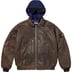 Supreme Stone Island Leather Bomber Jacket - Brown (front)