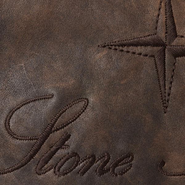 Supreme Stone Island Leather Bomber Jacket - Brown (front)