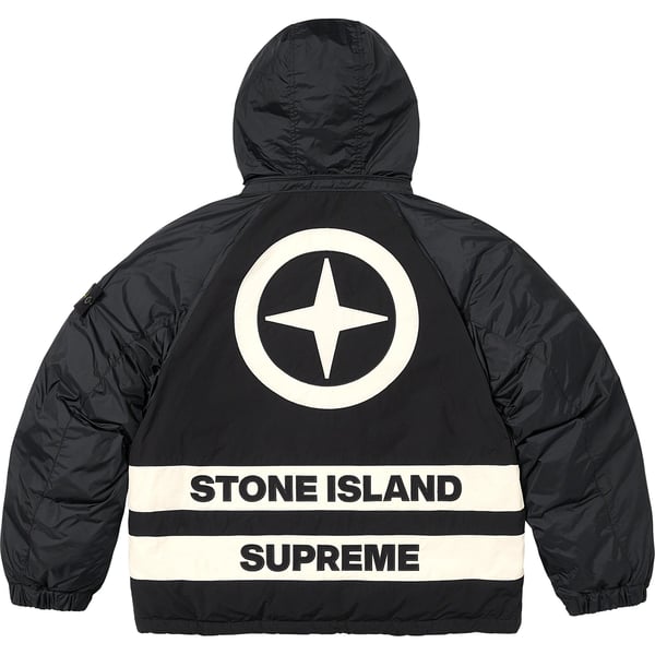 Supreme Stone Island Reversible Down Puffer Jacket - Black (front)
