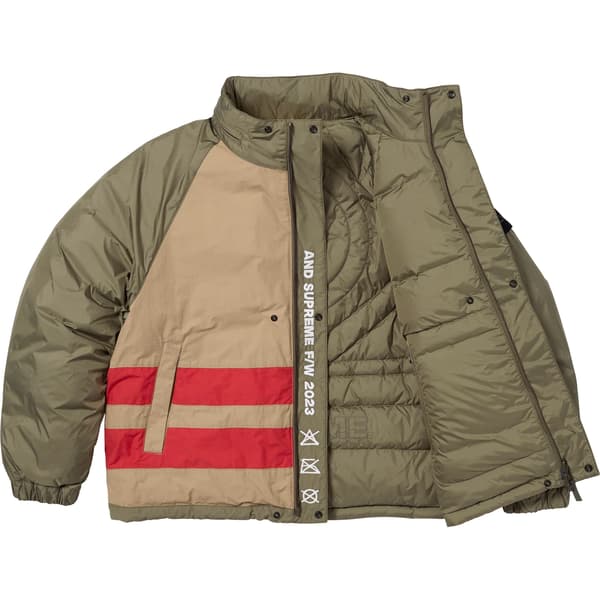 Supreme Stone Island Reversible Down Puffer Jacket - Olive (front)