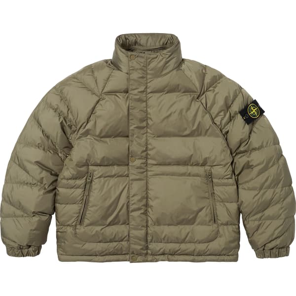 Supreme Stone Island Reversible Down Puffer Jacket - Olive (front)