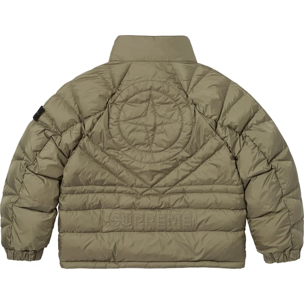 Supreme Stone Island Reversible Down Puffer Jacket - Olive (front)