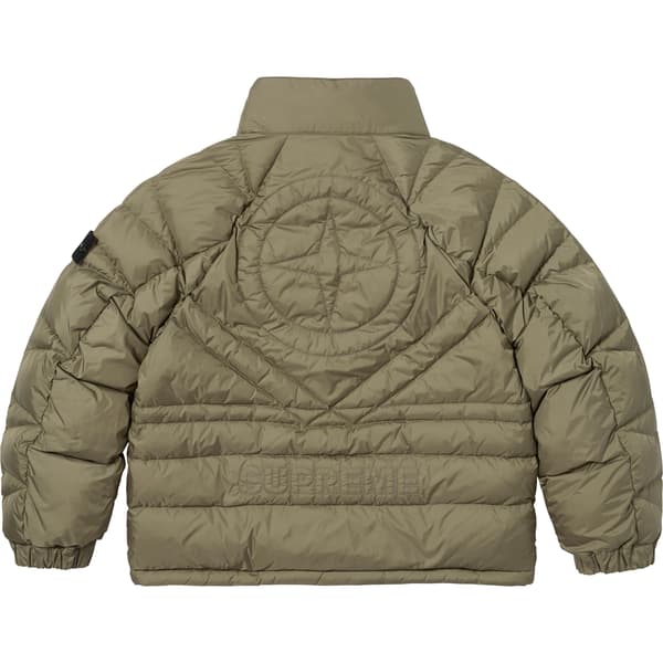 Supreme Stone Island Reversible Down Puffer Jacket - Olive (front)