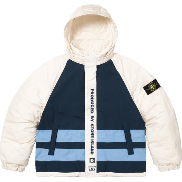 Supreme Stone Island Reversible Down Puffer Jacket - White (front)
