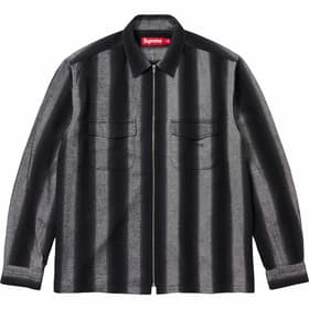 Supreme Stripe Flannel Zip Up Shirt Black