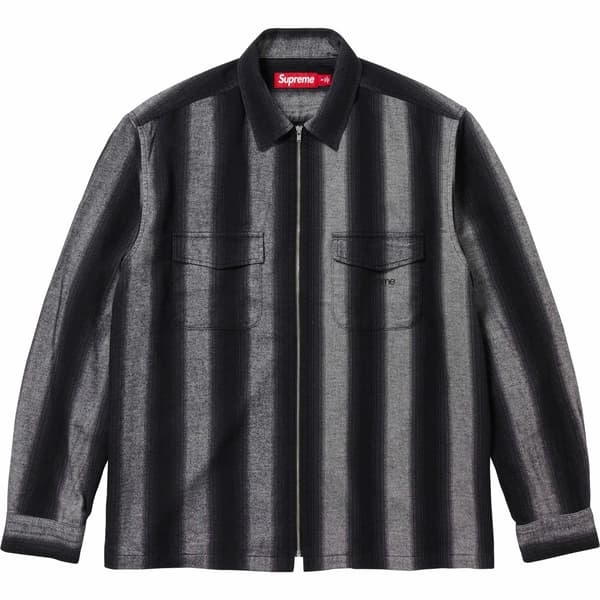 Supreme Stripe Flannel Zip Up Shirt - Black (front)