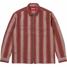 Supreme Stripe Flannel Zip Up Shirt Brown