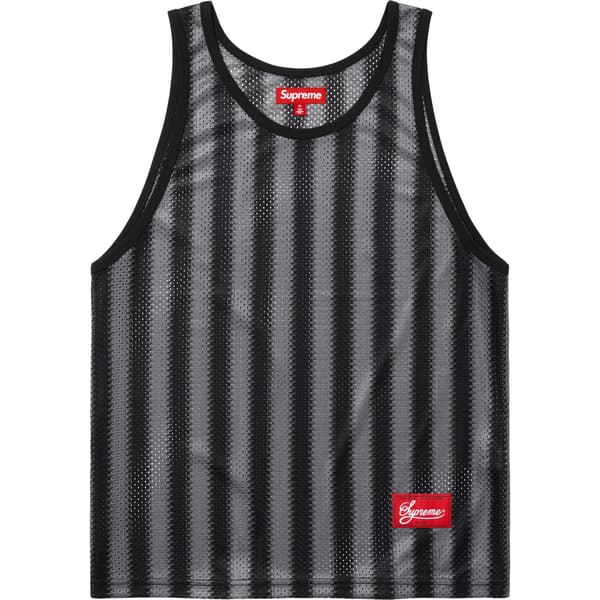 Supreme Stripe Mesh Tank Top - Black (front)