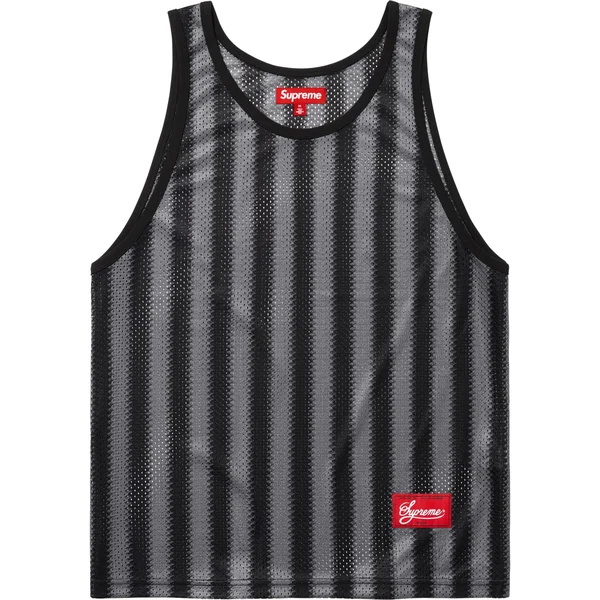 Supreme Stripe Mesh Tank Top - Black (front)