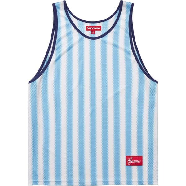 Supreme Stripe Mesh Tank Top - Blue (front)