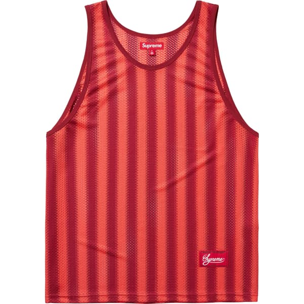Supreme Stripe Mesh Tank Top - Red (front)