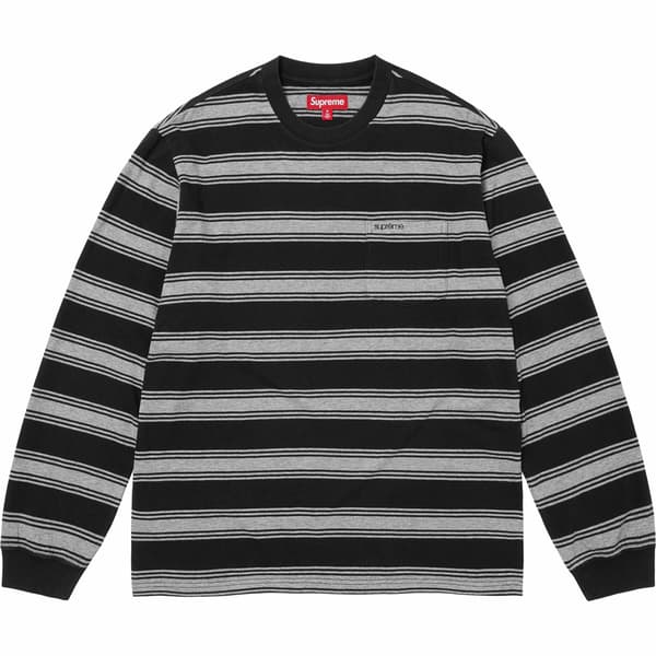 Supreme Stripe Pocket L/S Top - Black (front)