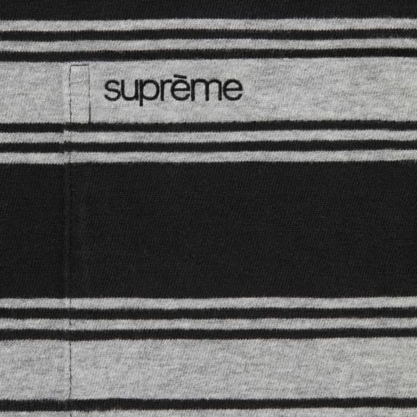 Supreme Stripe Pocket L/S Top - Black (front)