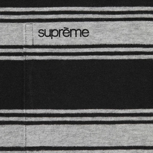 Supreme Stripe Pocket L/S Top - Black (front)