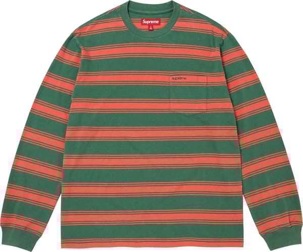 Supreme Stripe Pocket L/S Top - Green (front)