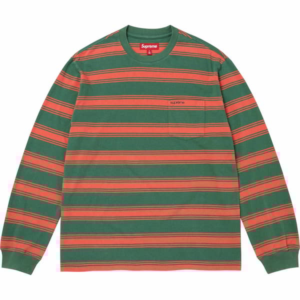 Supreme Stripe Pocket L/S Top - Green (front)