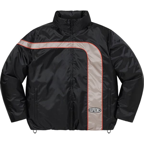 Supreme Stripe Puffer Jacket - Black (front)