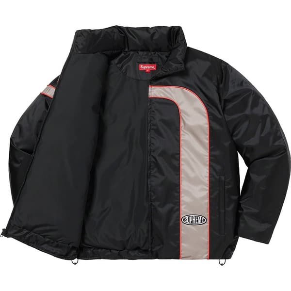 Supreme Stripe Puffer Jacket - Black (front)