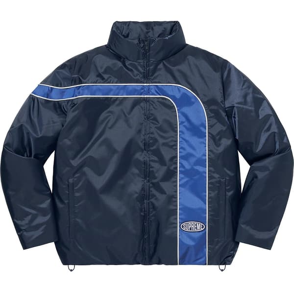 Supreme Stripe Puffer Jacket - Navy (front)
