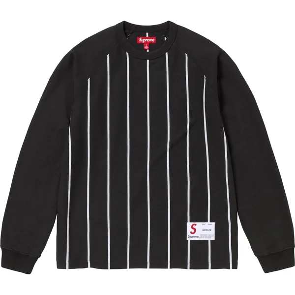 Supreme Stripe Raglan L/S Top - Black (front)