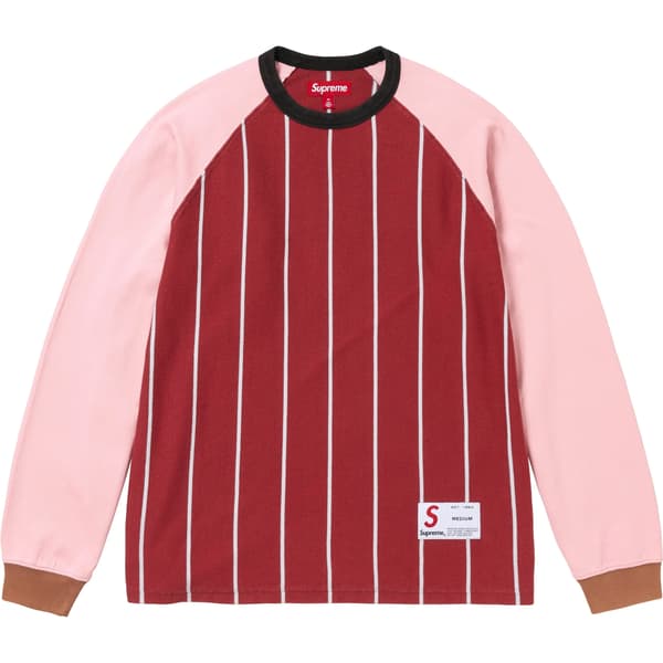 Supreme Stripe Raglan L/S Top - Maroon (front)
