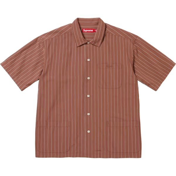 Supreme Stripe S/S Pajama Shirt - Brown (front)