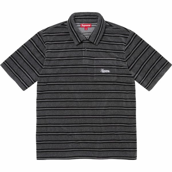 Supreme Stripe Terry S/S Polo - Black (front)